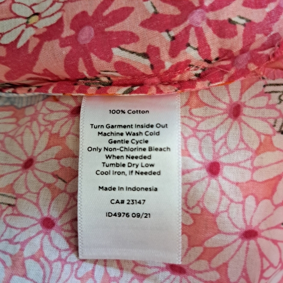 New! Talbots Shirt Womens 1X Vibrant Floral Ruffle Trim Split Neck Cotton Top - Picture 9 of 13